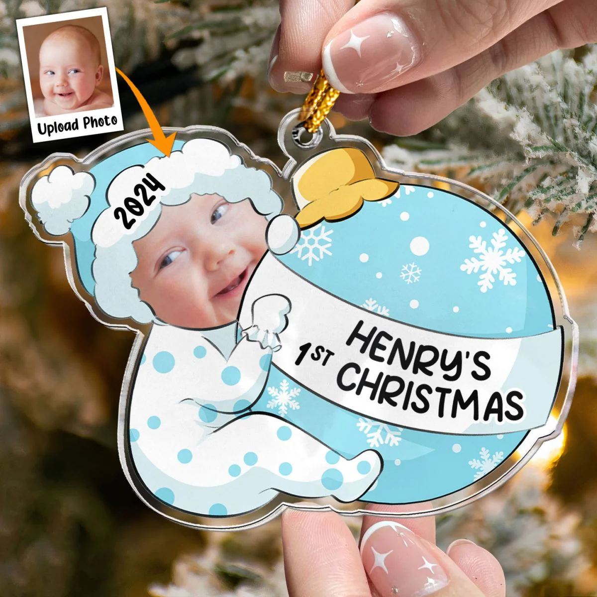Baby First Christmas - Personalized Acrylic Photo Ornament - Image 4