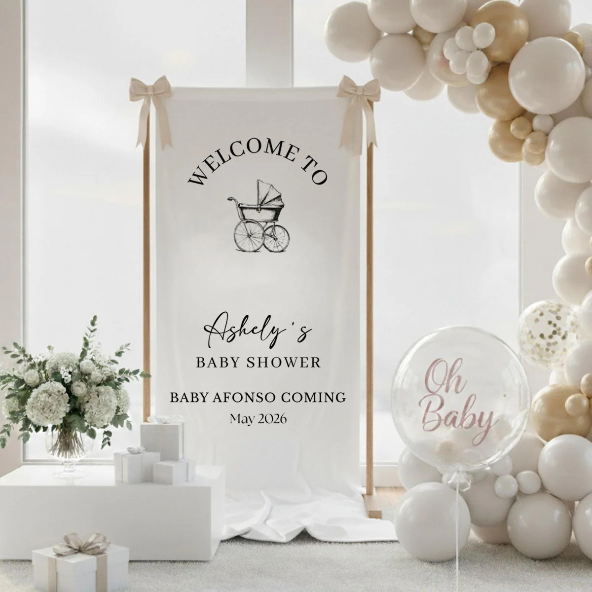 Baby Shower - Personalized Baby Shower Welcome Sign, Oh Baby Welcome Decorations - Image 2