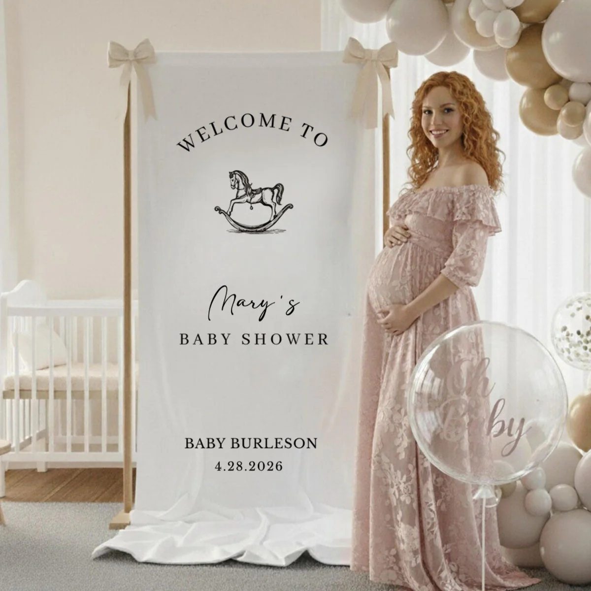 Baby Shower - Personalized Baby Shower Welcome Sign, Oh Baby Welcome Decorations - Image 4