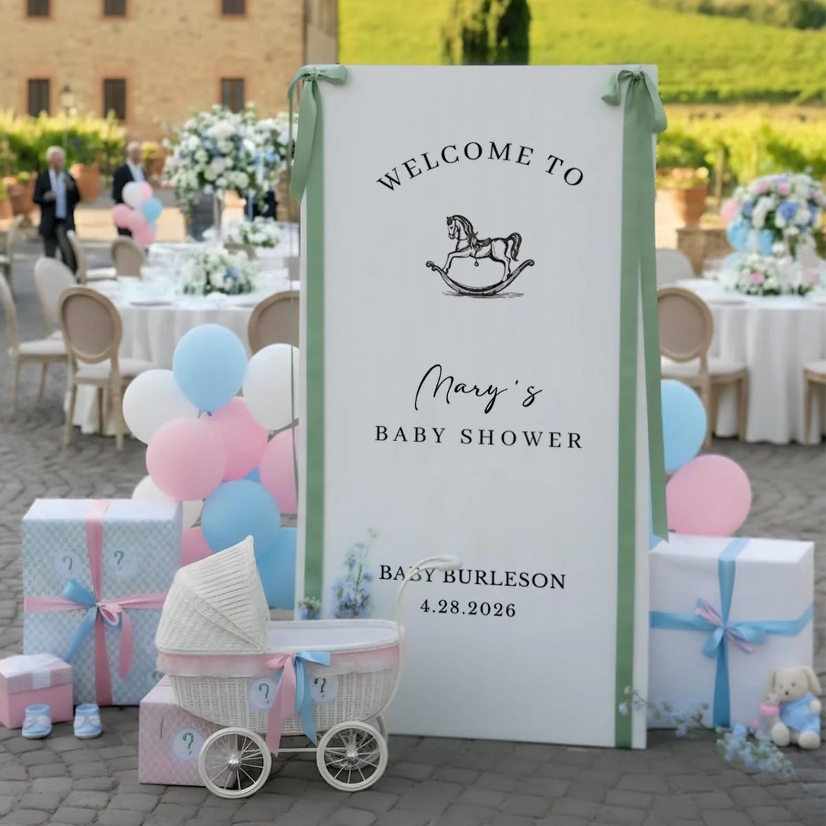 Baby Shower - Personalized Baby Shower Welcome Sign, Oh Baby Welcome Decorations - Image 7
