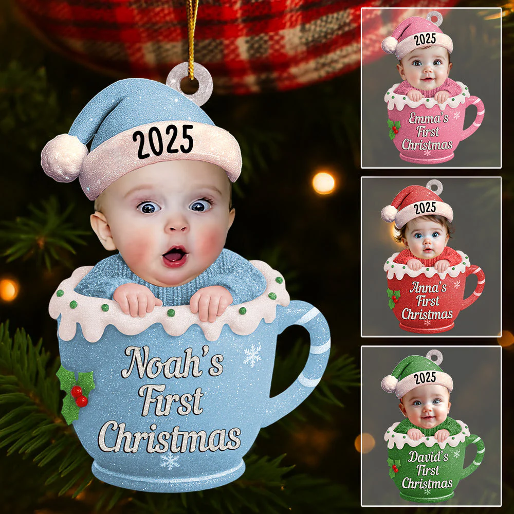 Baby's First Christmas Cup - Personalized Custom Photo Acrylic Ornament - Image 2