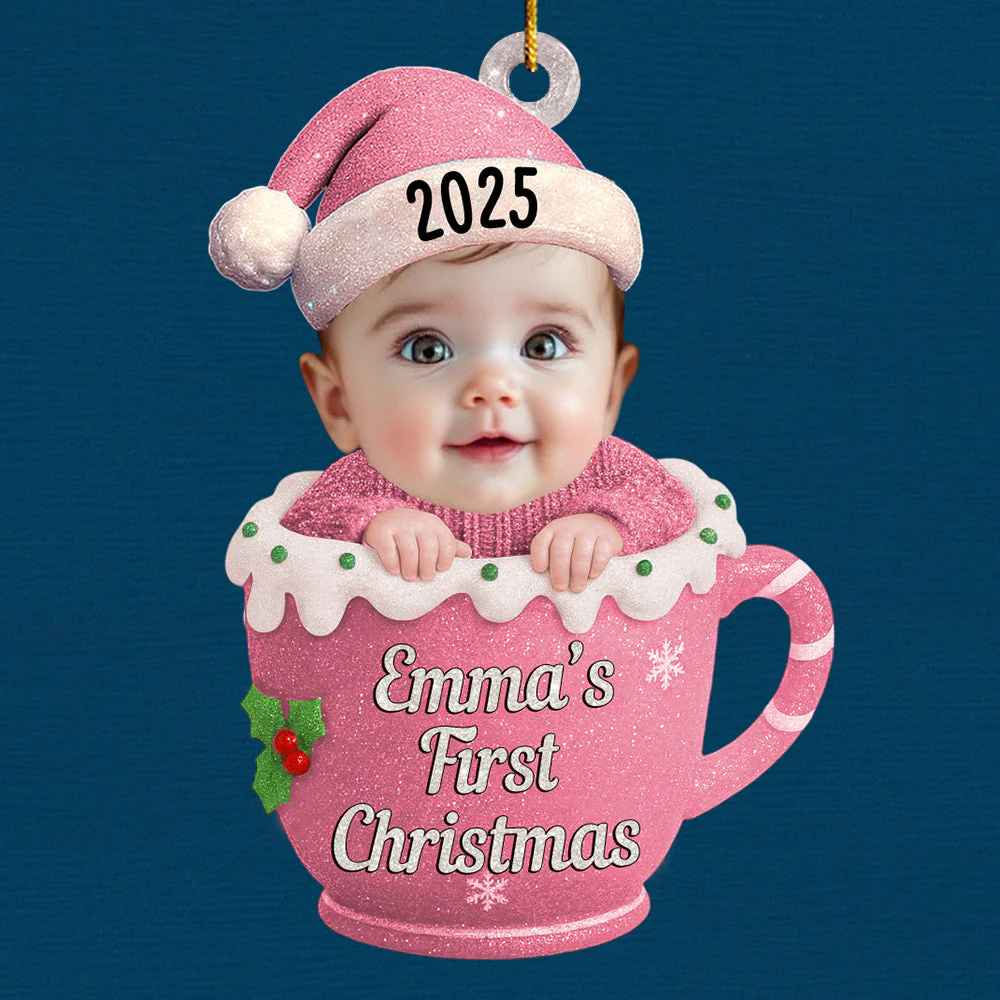 Baby's First Christmas Cup - Personalized Custom Photo Acrylic Ornament - Image 3