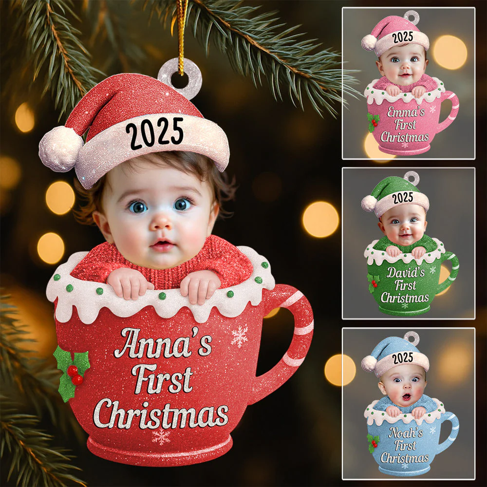 Baby's First Christmas Cup - Personalized Custom Photo Acrylic Ornament - Image 4