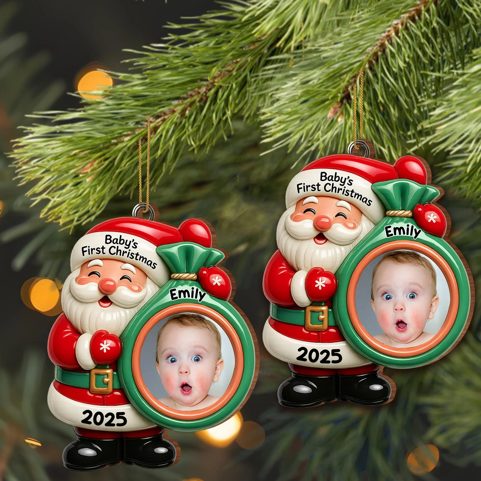 Baby's First Christmas Ornament, Custom Photo Wood Ornament - Image 5