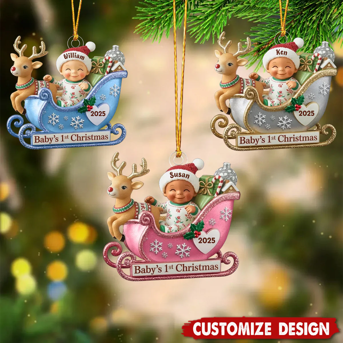 Baby's First Christmas Personalized Christmas Baby Shower, Gender Reveal Gifts For New Parents - Image 2