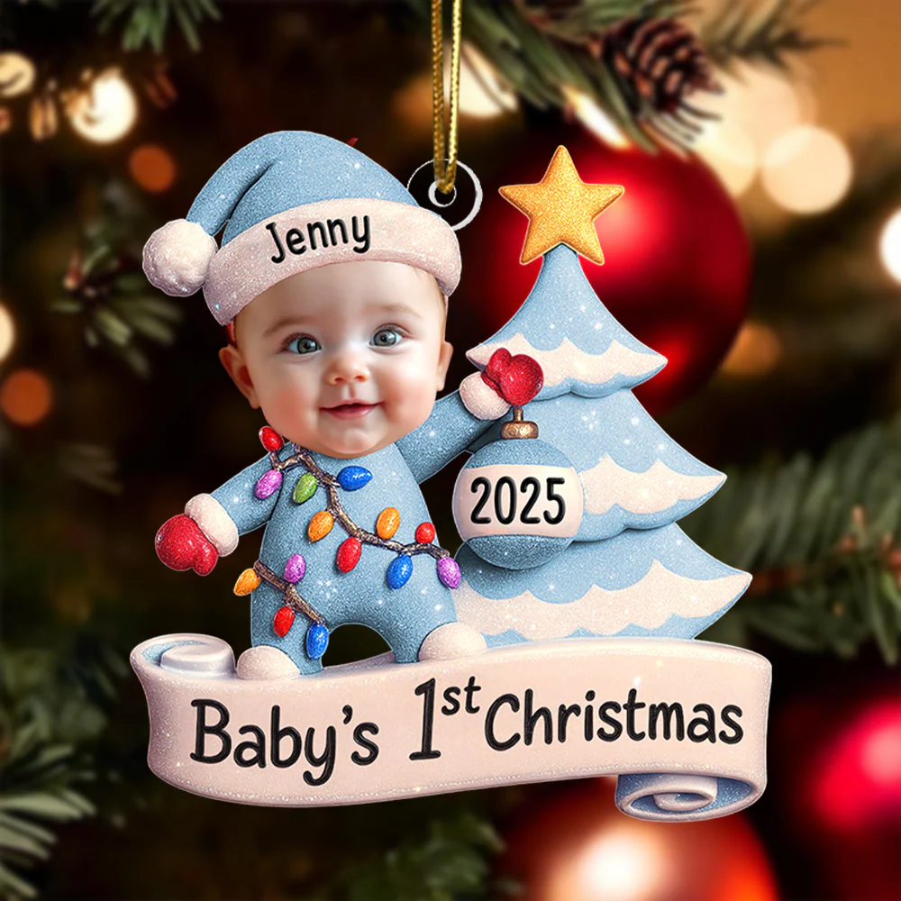 Baby's First Christmas - Personalized Custom Photo Acrylic Ornament - Image 2