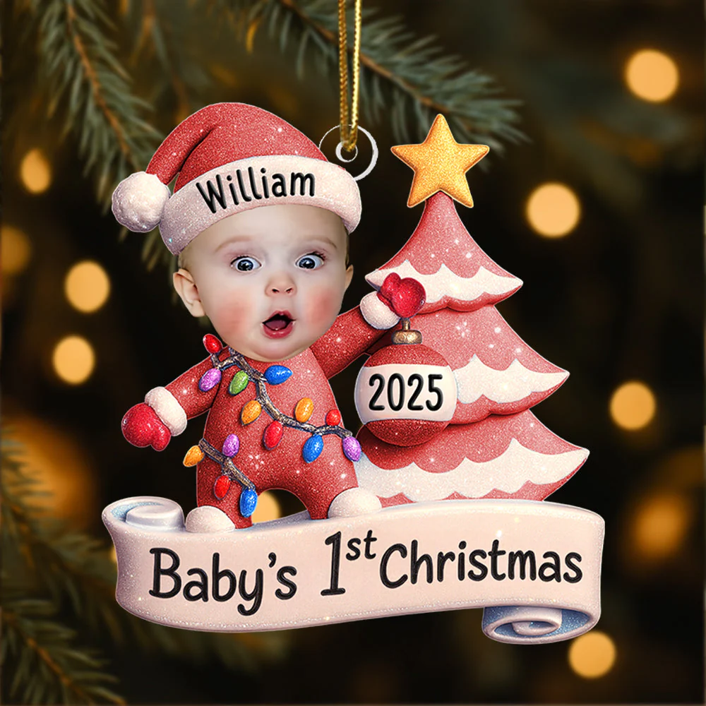 Baby's First Christmas - Personalized Custom Photo Acrylic Ornament - Image 3
