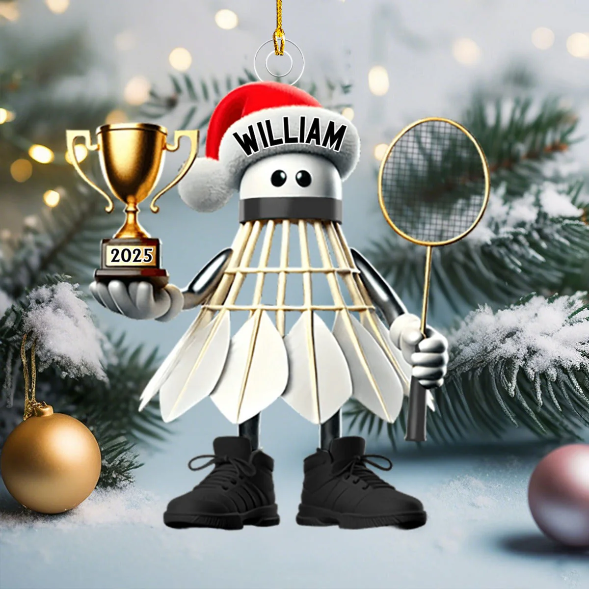 Badminton Lover Christmas Gift - Personalized Badminton Christmas Ornament - Image 3