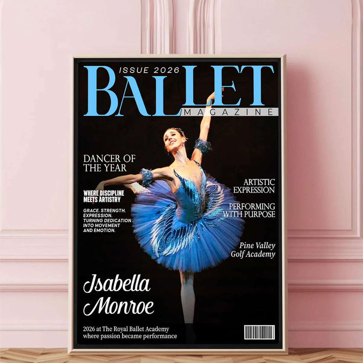Ballet Dancer Magazine Cover Canvas, Personalized Dance Gift For Ballet Dancers, Elegant Dance Wall Art, Ballet Dancer Gifts - Image 2