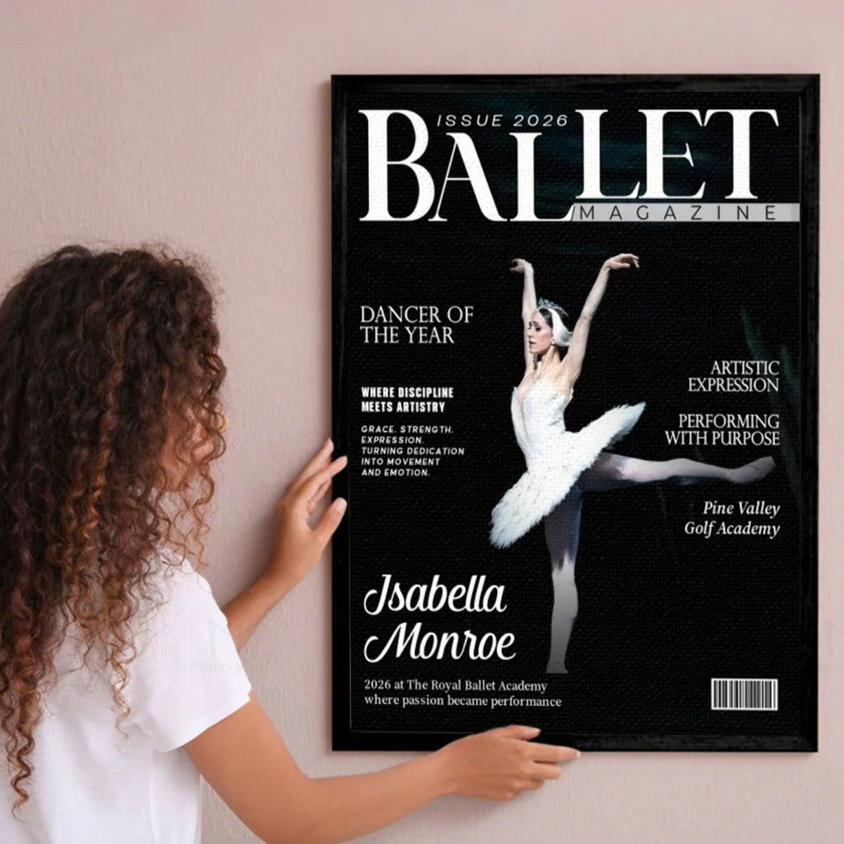 Ballet Dancer Magazine Cover Canvas, Personalized Dance Gift For Ballet Dancers, Elegant Dance Wall Art, Ballet Dancer Gifts - Image 3