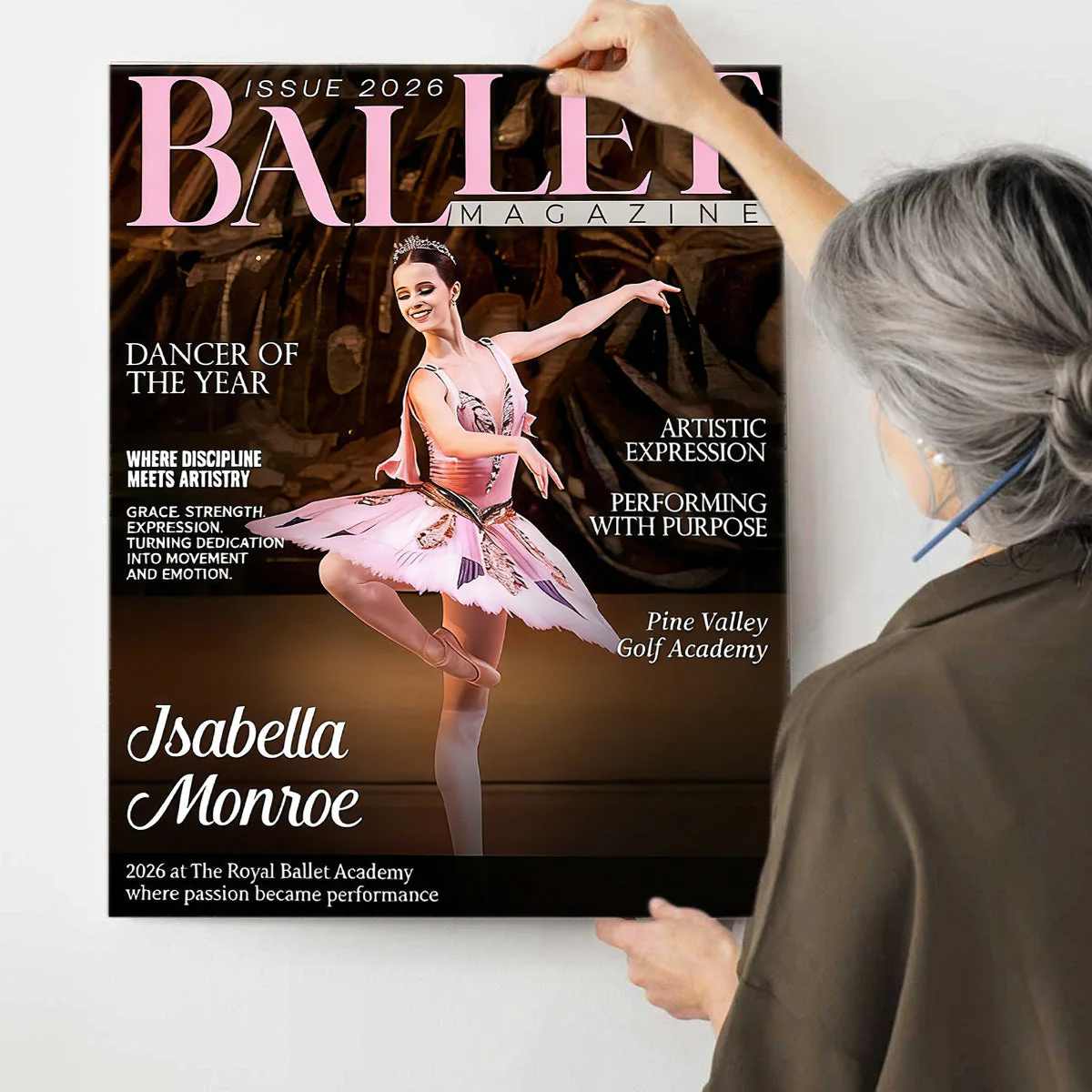Ballet Dancer Magazine Cover Canvas, Personalized Dance Gift For Ballet Dancers, Elegant Dance Wall Art, Ballet Dancer Gifts - Image 4
