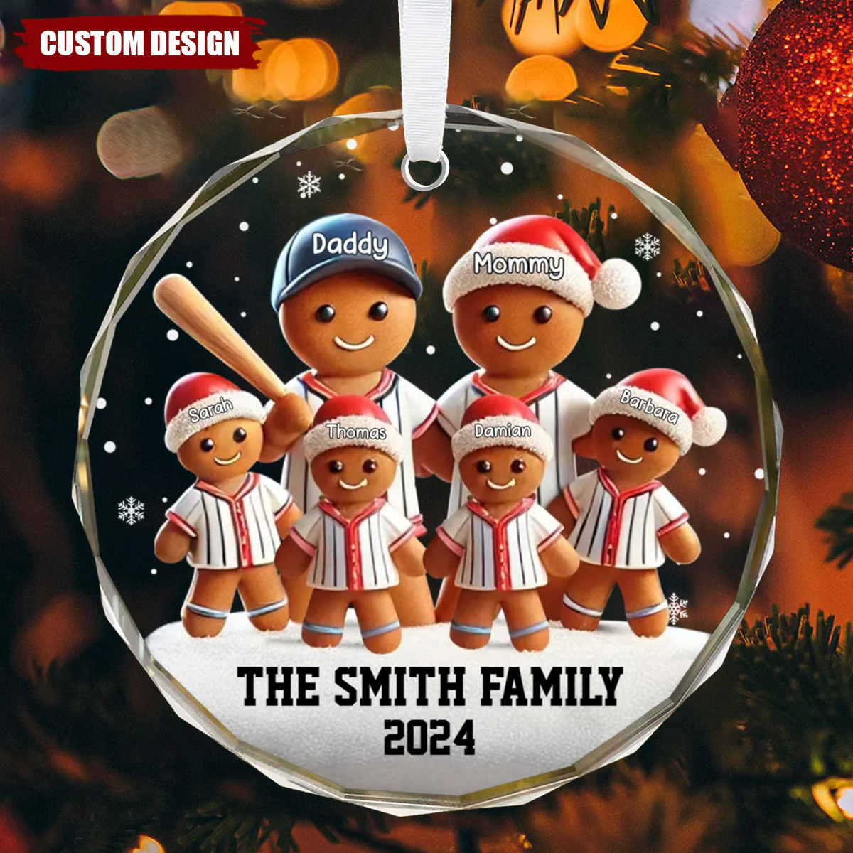 Baseball Bread Family Sport Lover - Glass Ornament, Christmas Gift For Family - Image 2