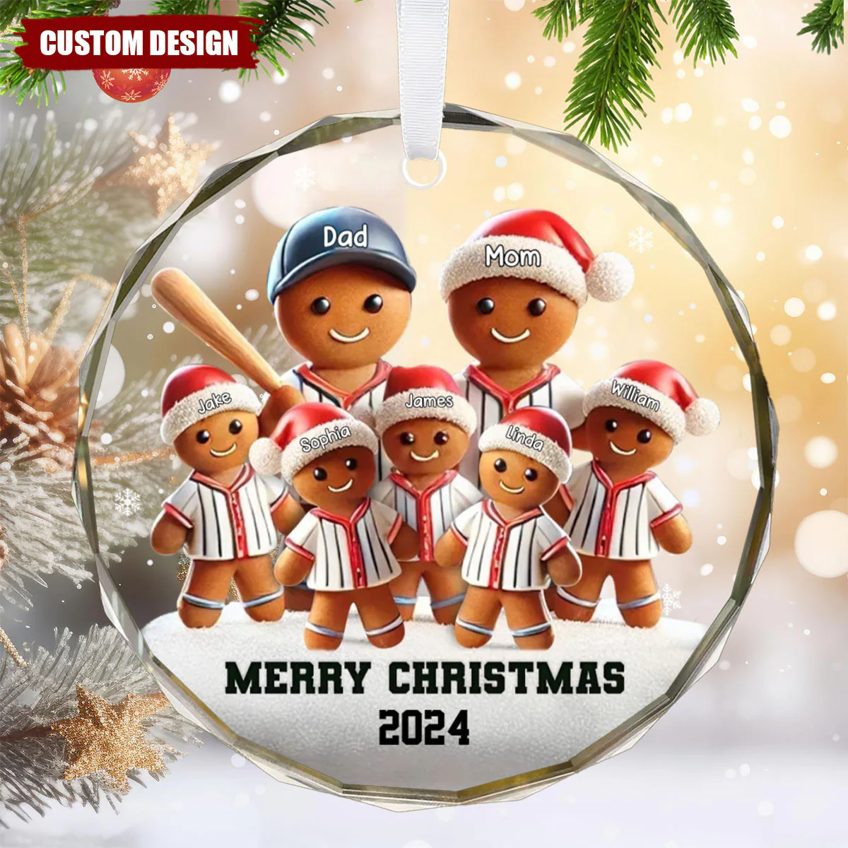 Baseball Bread Family Sport Lover - Glass Ornament, Christmas Gift For Family - Image 3