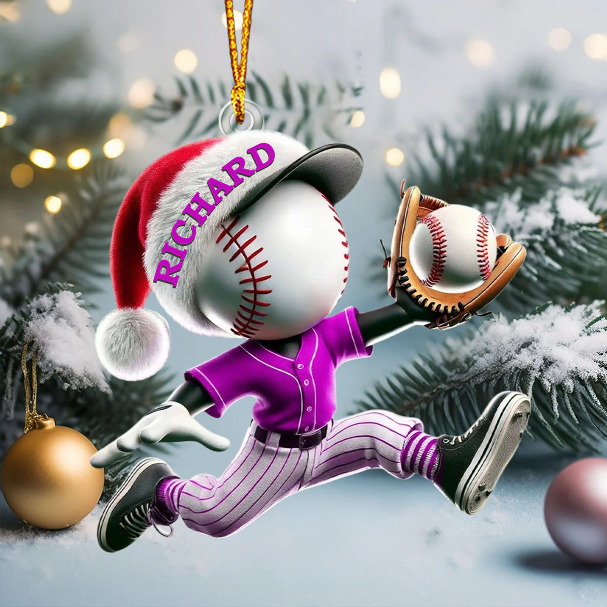 Baseball Catcher Christmas Ornament, Personalized Acrylic Ornament for Baseball Lover - Image 6