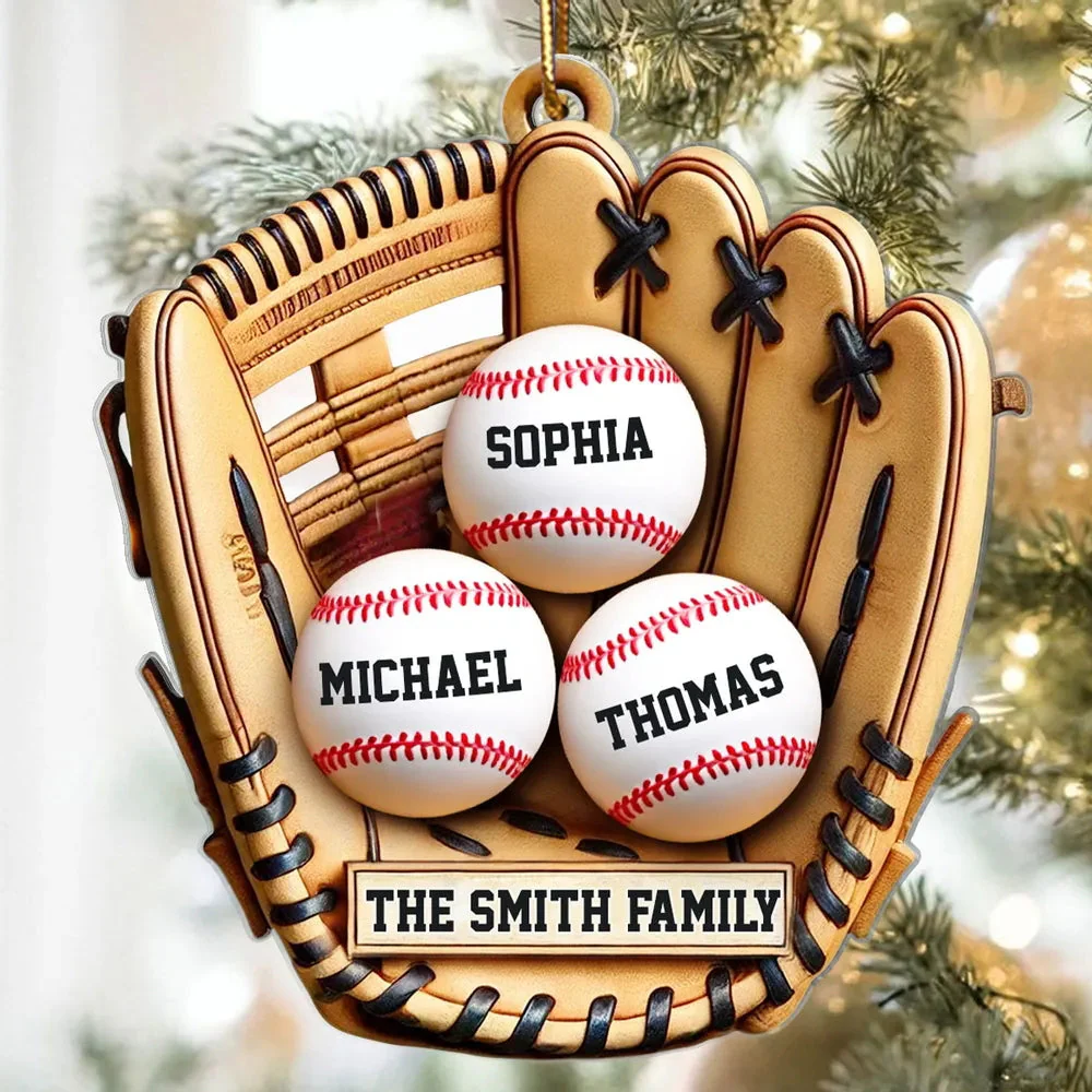 Baseball Family Glove Sport Lover Personalized Acrylic Ornament - Image 2