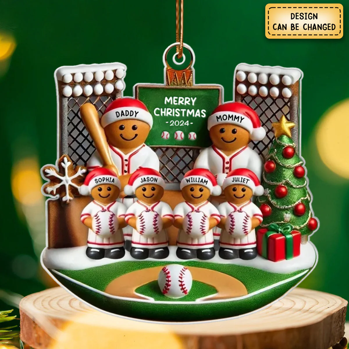 Baseball Family On Field Sport Lover Personalized Acrylic Ornament - Image 2