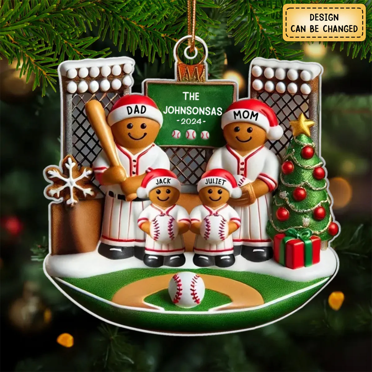 Baseball Family On Field Sport Lover Personalized Acrylic Ornament - Image 3