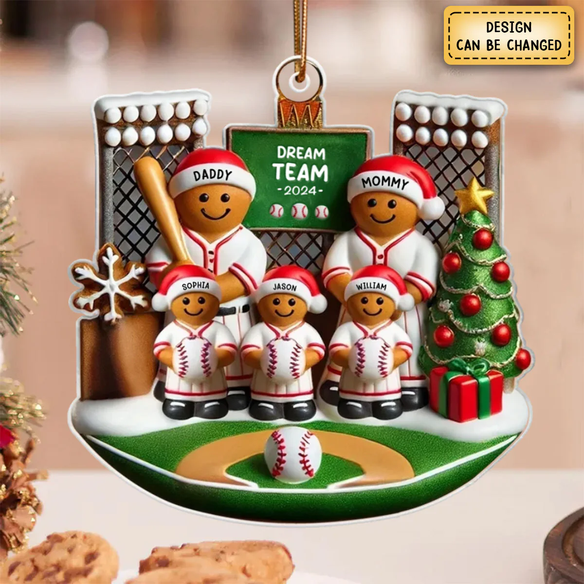 Baseball Family On Field Sport Lover Personalized Acrylic Ornament - Image 4