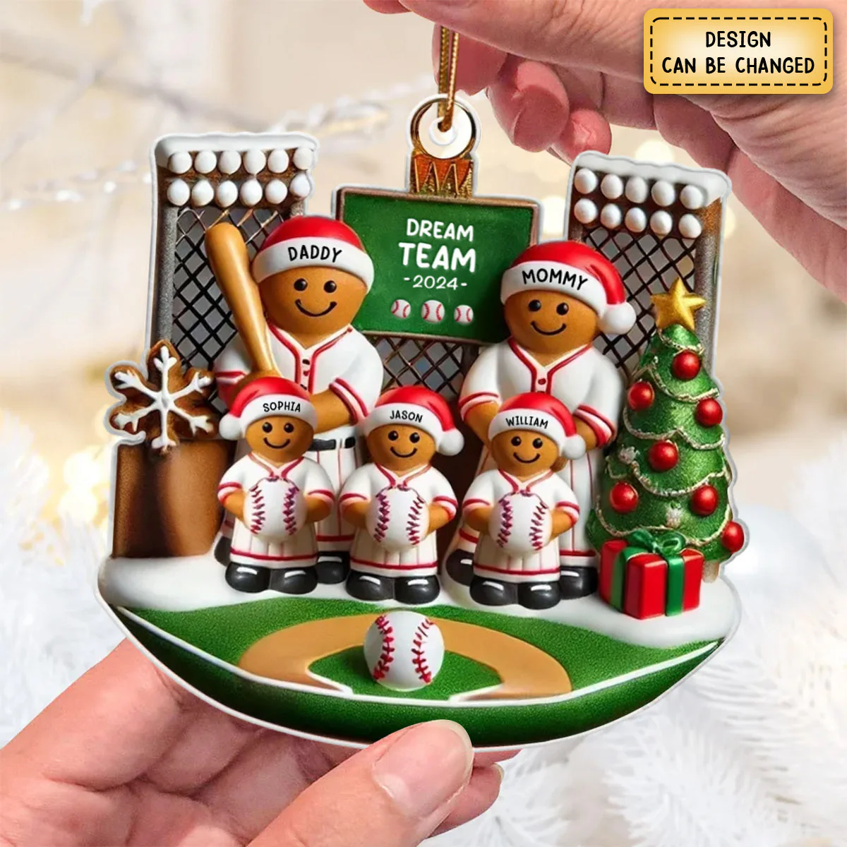Baseball Family On Field Sport Lover Personalized Acrylic Ornament - Image 5