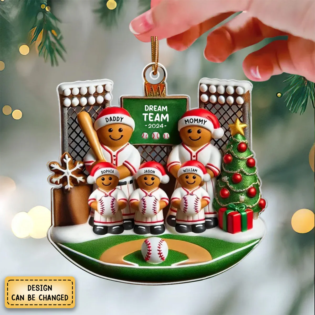 Baseball Family On Field Sport Lover Personalized Acrylic Ornament - Image 6