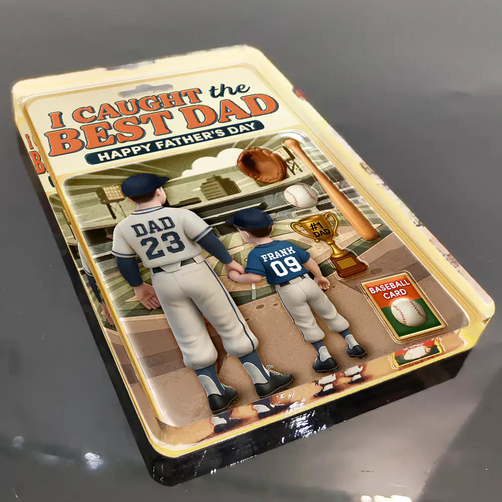 Baseball I Caught The Best Dad Doll Box - Personalized Shaped Acrylic Plaque - Image 3