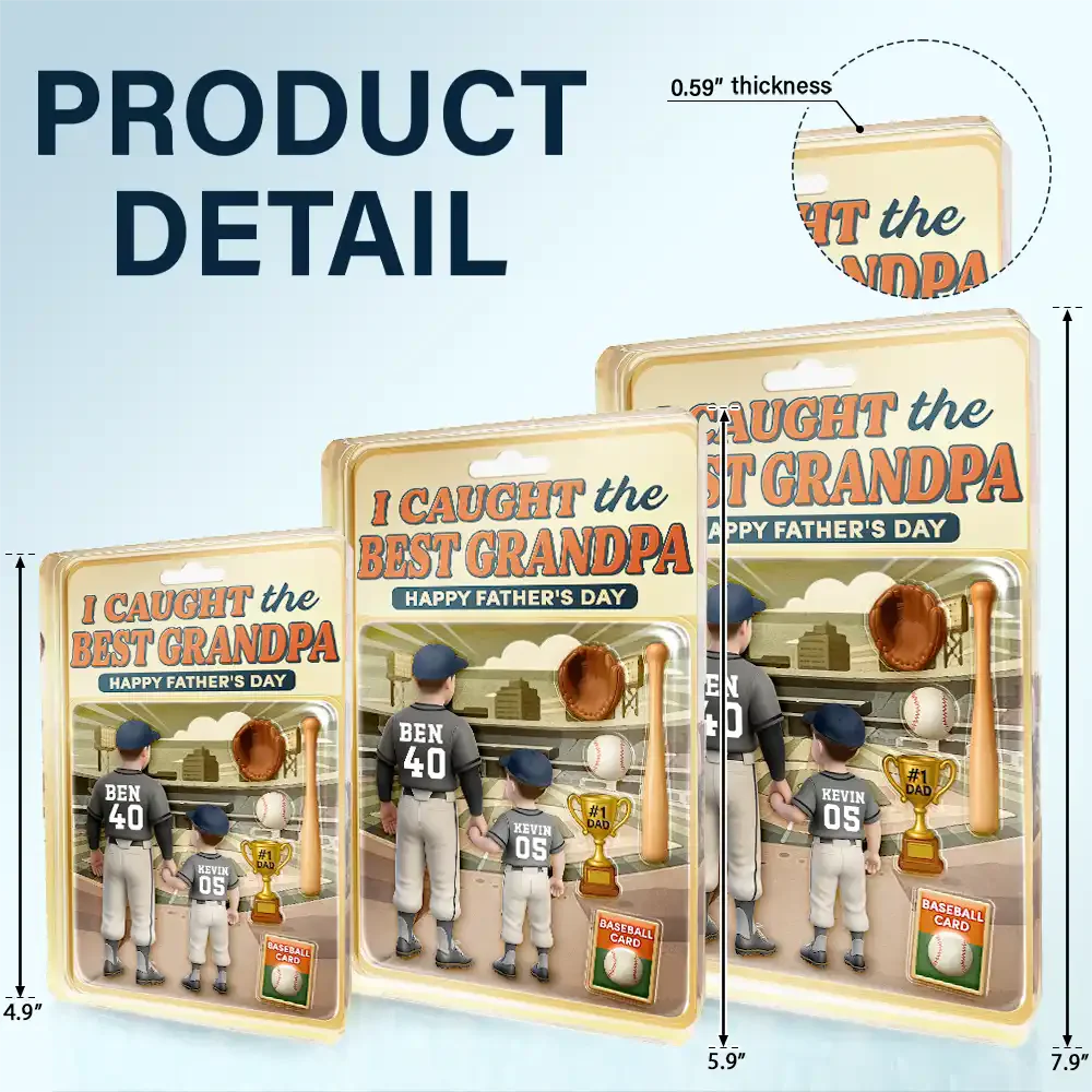 Baseball I Caught The Best Dad Doll Box - Personalized Shaped Acrylic Plaque - Image 5