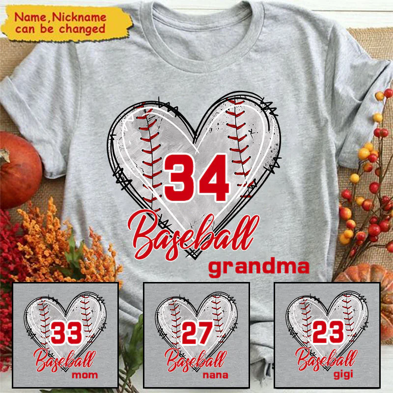 Baseball Mom Grandma Auntie, Love Baseball Sports - Personalized Unisex T-Shirt - Image 2