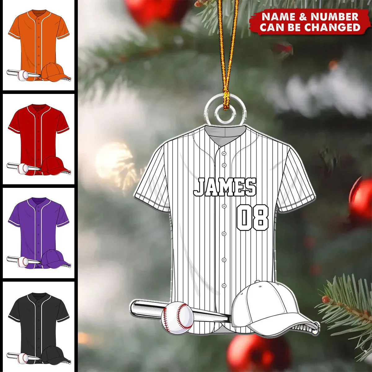 Baseball Shirt Personalized Acrylic Ornament - Image 2