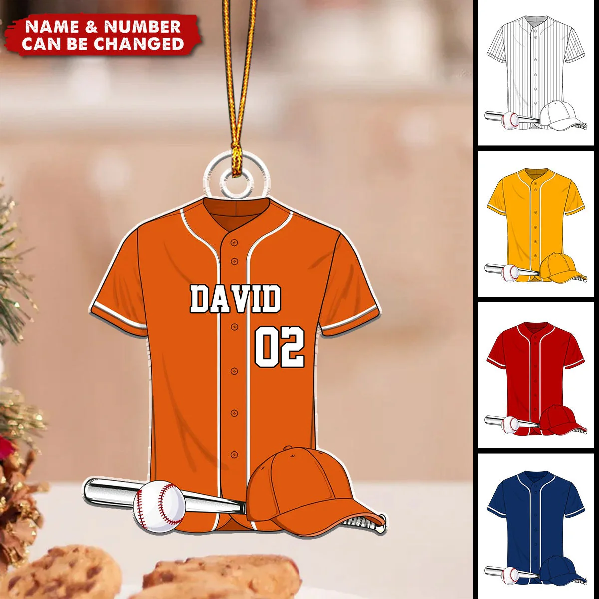 Baseball Shirt Personalized Acrylic Ornament - Image 3