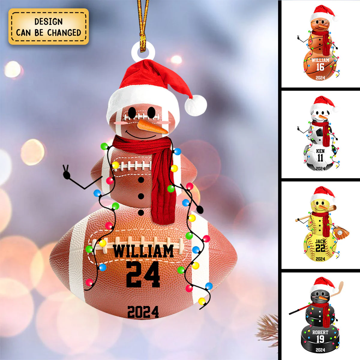 Baseball Snowman - Gifts For Players, Team, Boys - Personalized Acrylic Ornament - Image 3