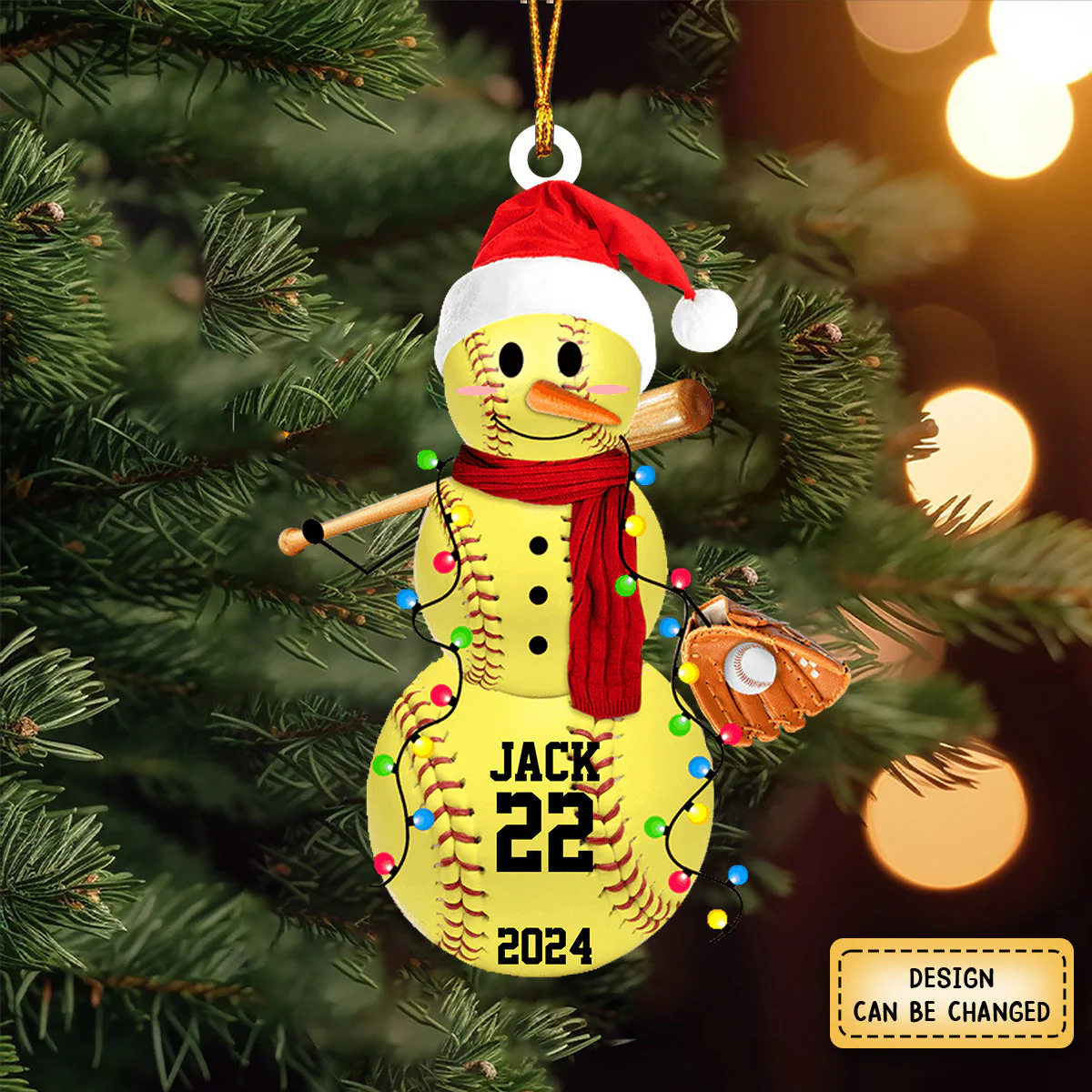 Baseball Snowman - Gifts For Players, Team, Boys - Personalized Acrylic Ornament - Image 4