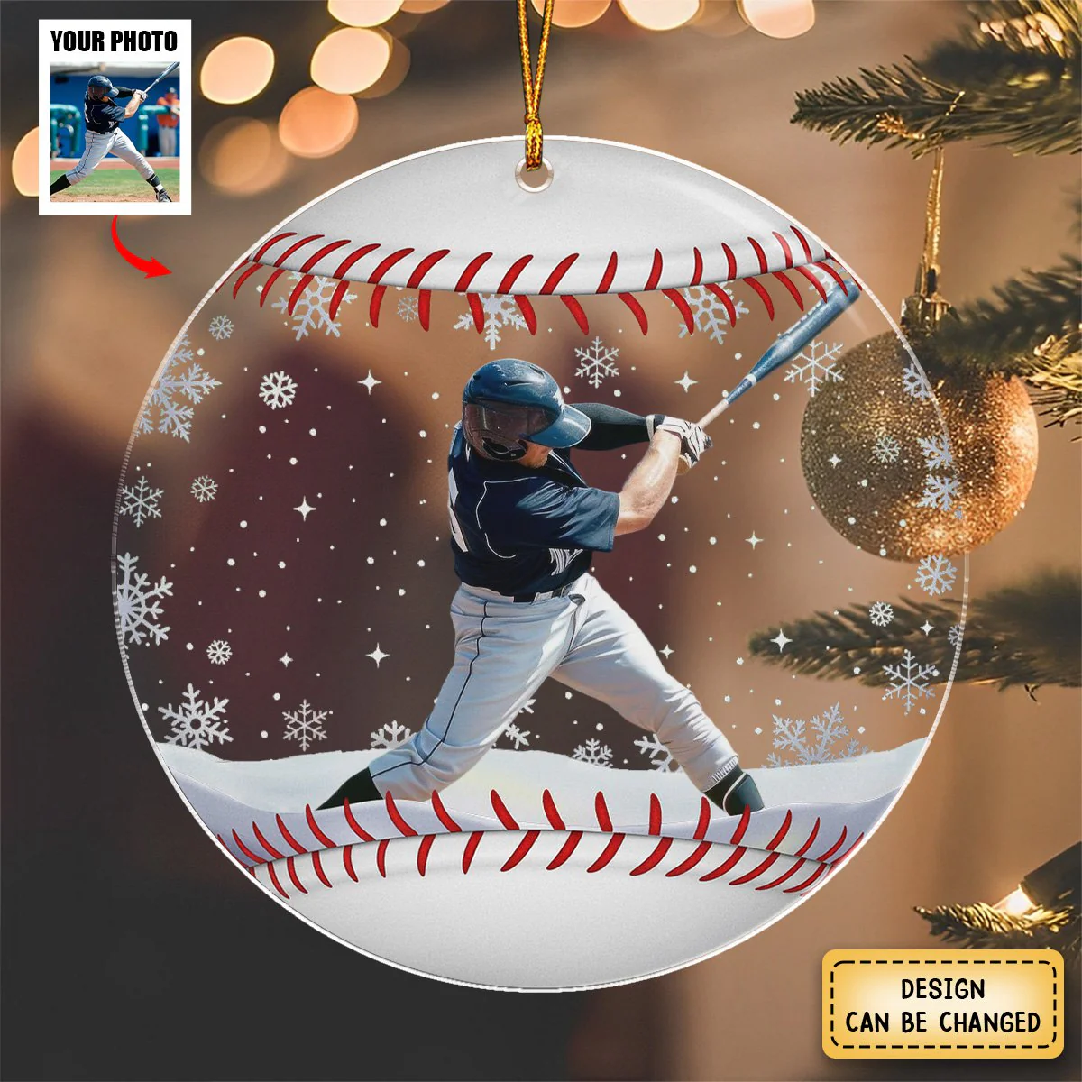 Baseball Team Christmas Ornament- Personalized Acrylic Photo Ornament - Image 2
