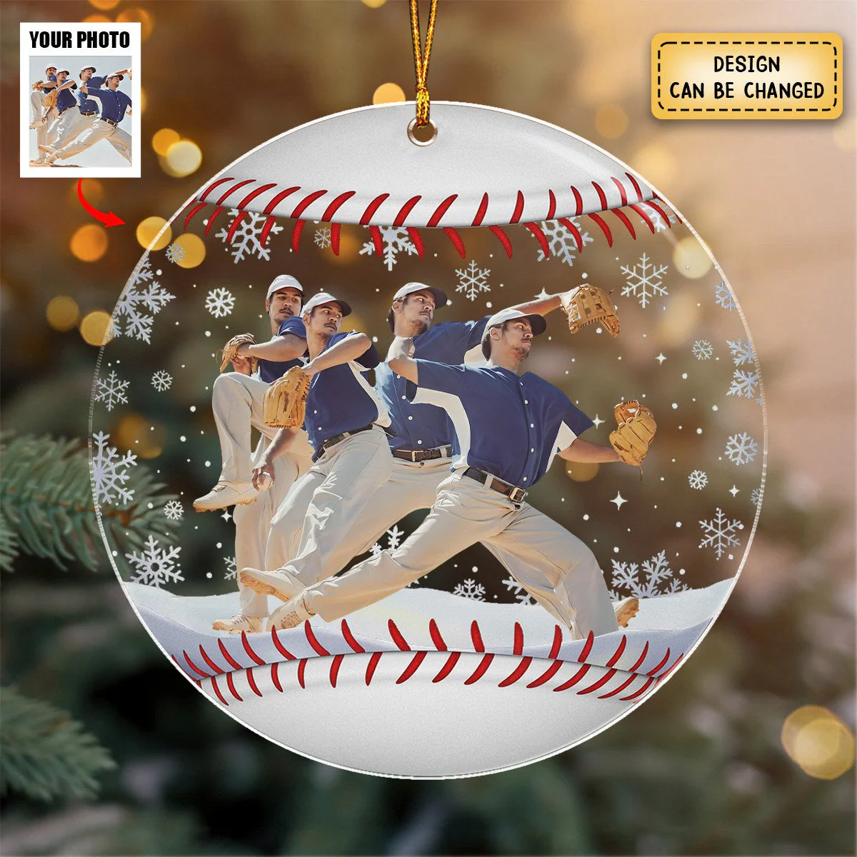 Baseball Team Christmas Ornament- Personalized Acrylic Photo Ornament - Image 3