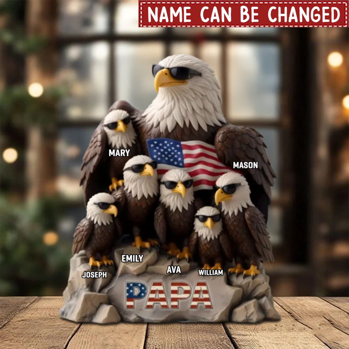 Be Cool And Spead Your Wings - Eagle Family Personalized Standing Plaque, Gift For Dad Grandpa - Image 3