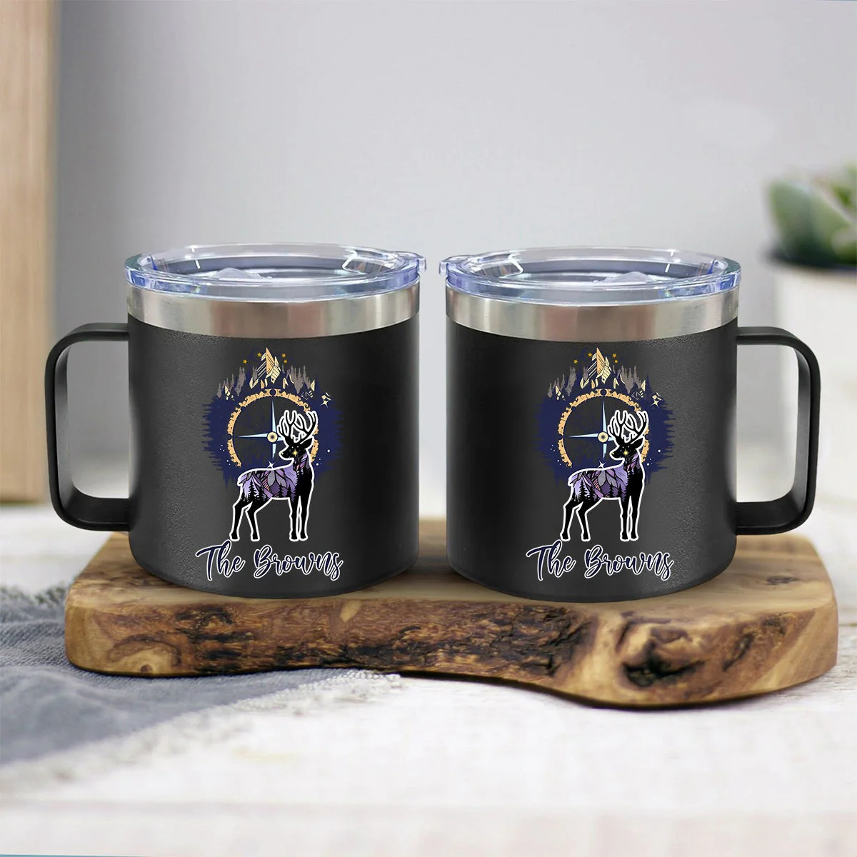 Bear And Mountains - Camping Gift For Camping Lovers - Personalized 14oz Stainless Steel Tumbler With Handle - Image 10