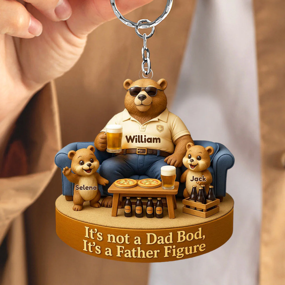 Bear Dad Bod Acrylic Keychain Personalized Gifts For Dad - Image 2