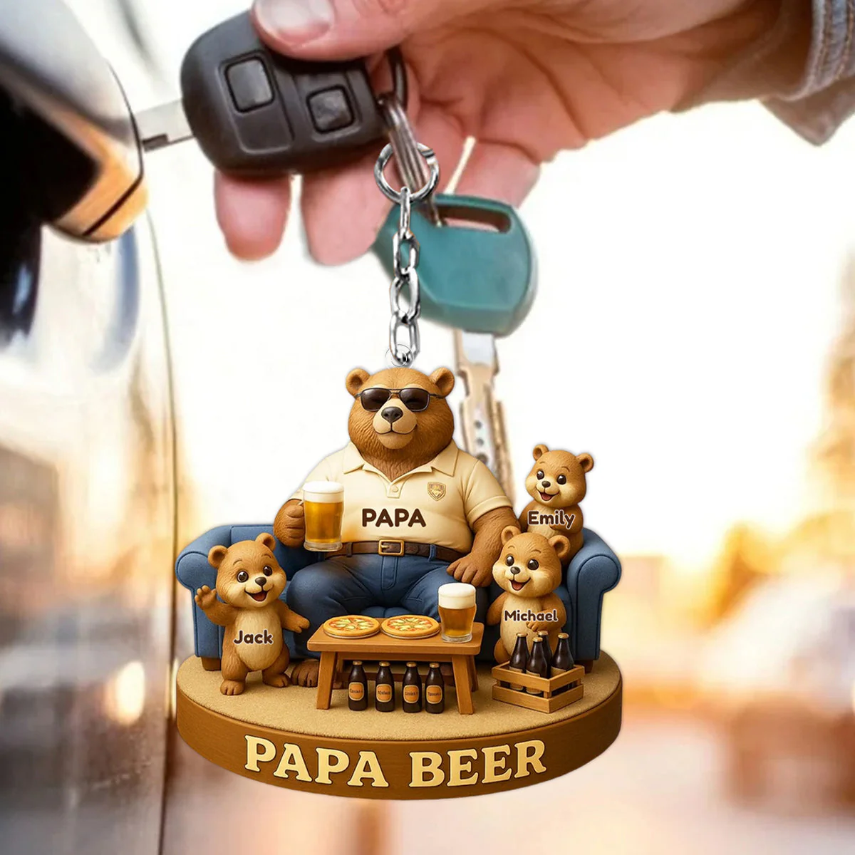 Bear Dad Bod Acrylic Keychain Personalized Gifts For Dad - Image 3