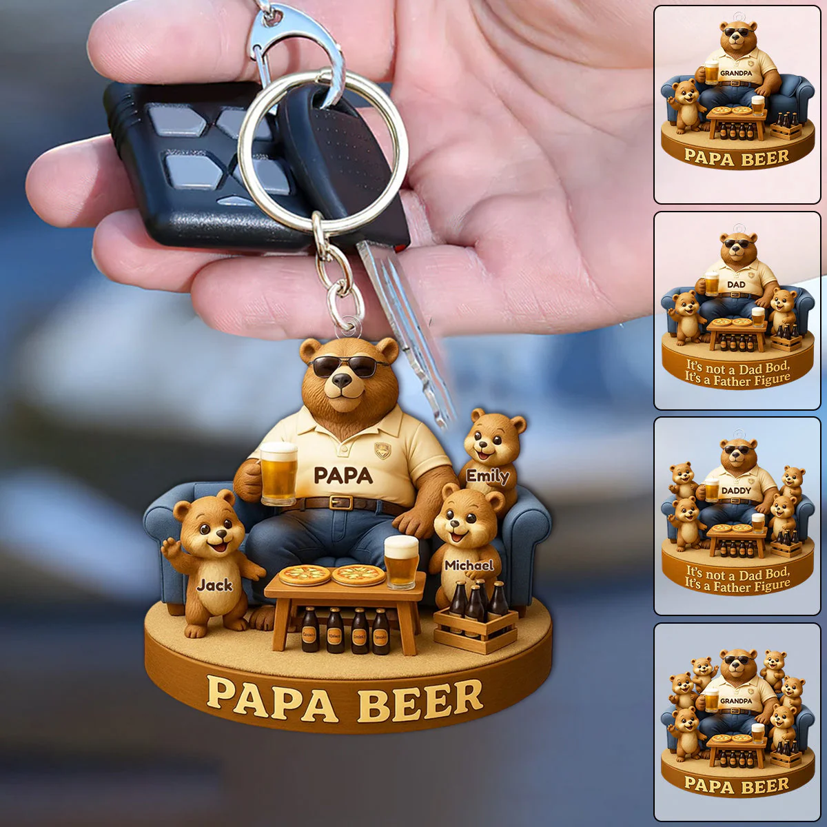 Bear Dad Bod Acrylic Keychain Personalized Gifts For Dad - Image 4