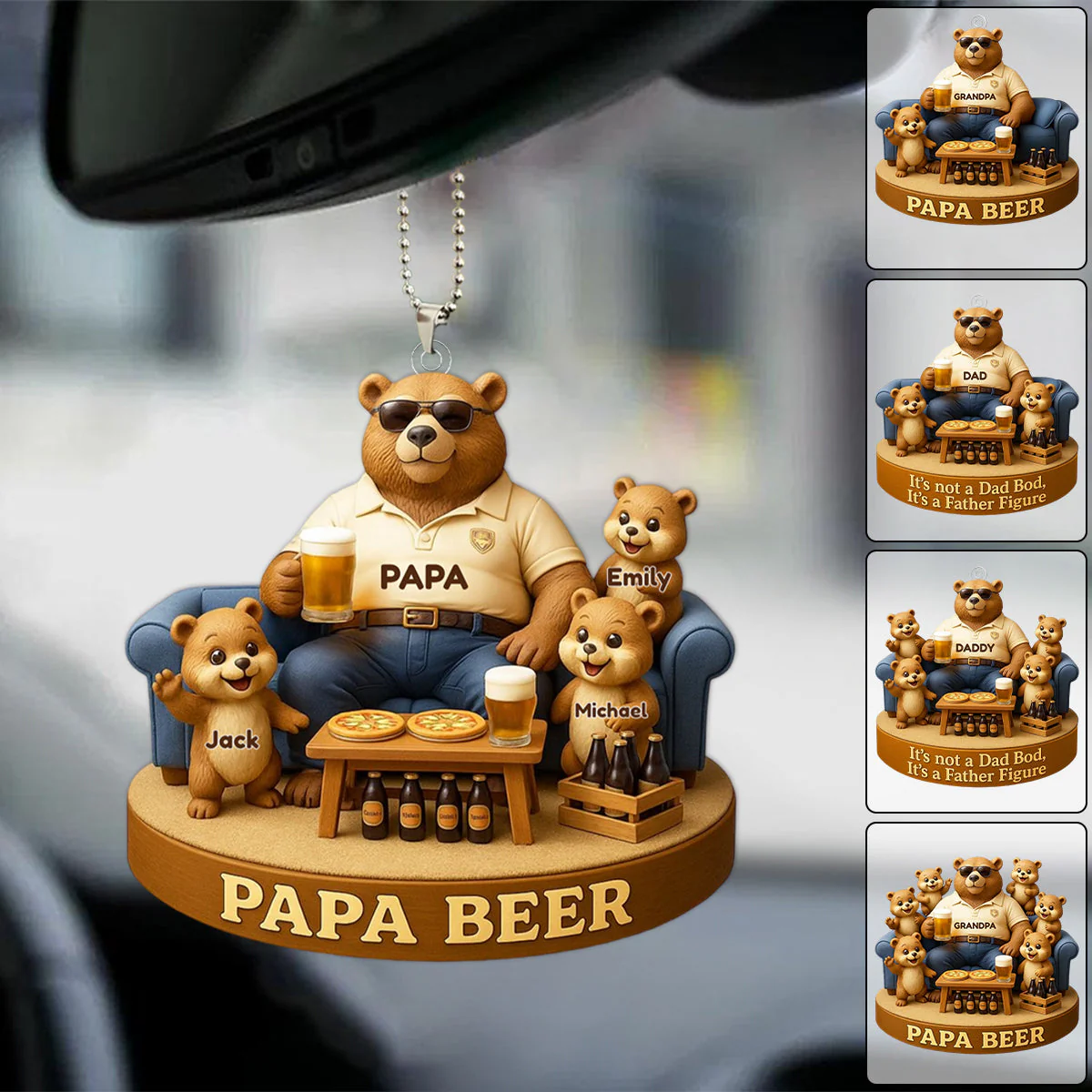 Bear Dad Bod Acrylic Ornament Personalized Gifts For Dad - Image 4