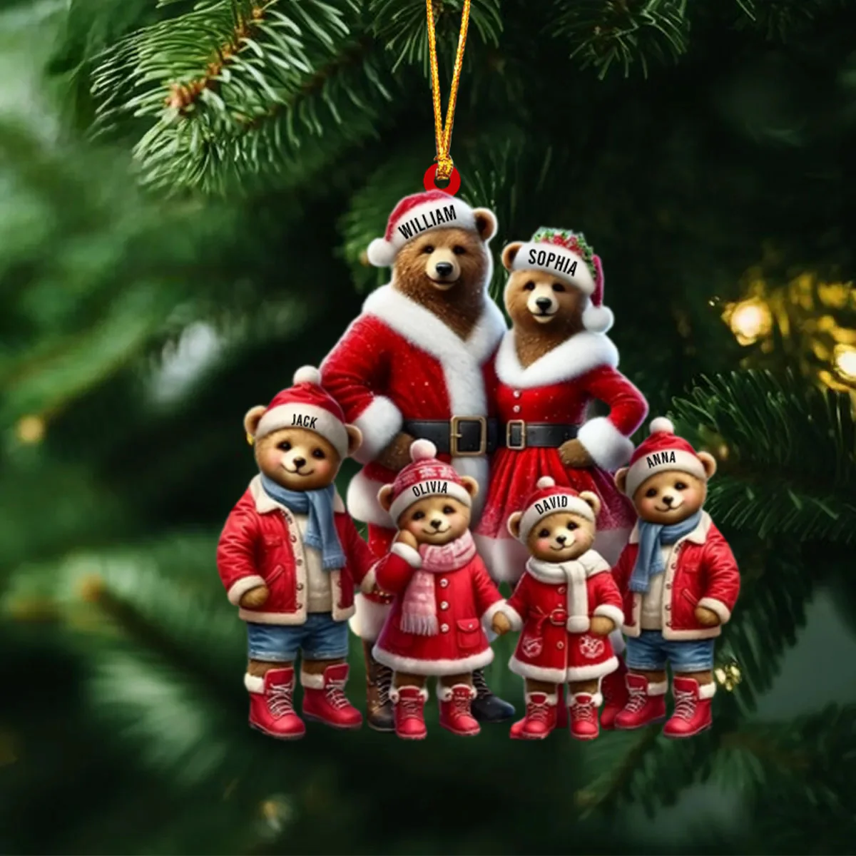 Bear Family Personalized Christmas Ornament - Image 2