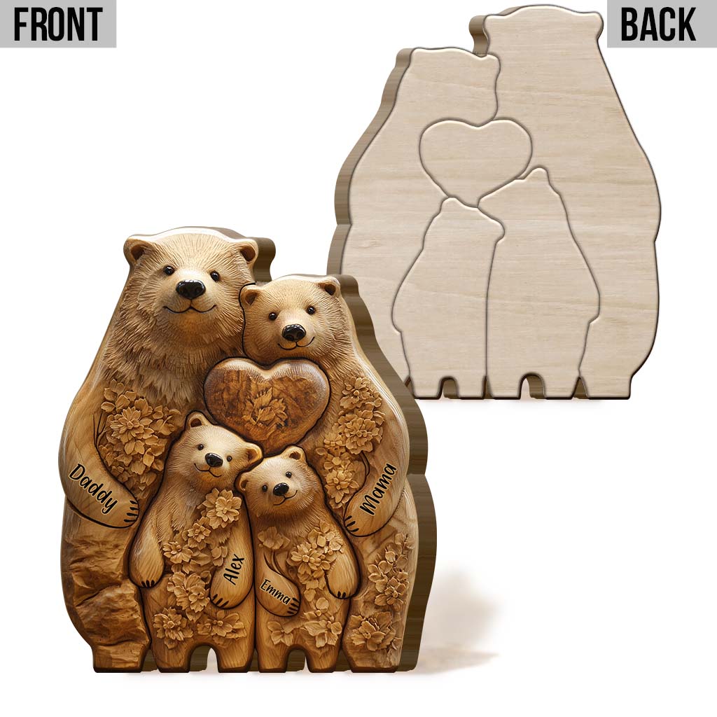 Bear Family - Personalized Family Shaped Wooden Puzzle, Art Carvings Gift For Family - Image 6