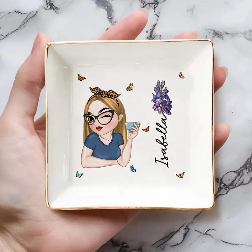 Personalized Butterflies Custom Birth Month Jewelry Dish - Image 3