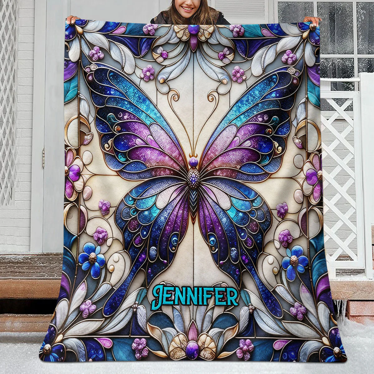 Beautiful Butterfly - Personalized Butterfly Blanket - Image 2