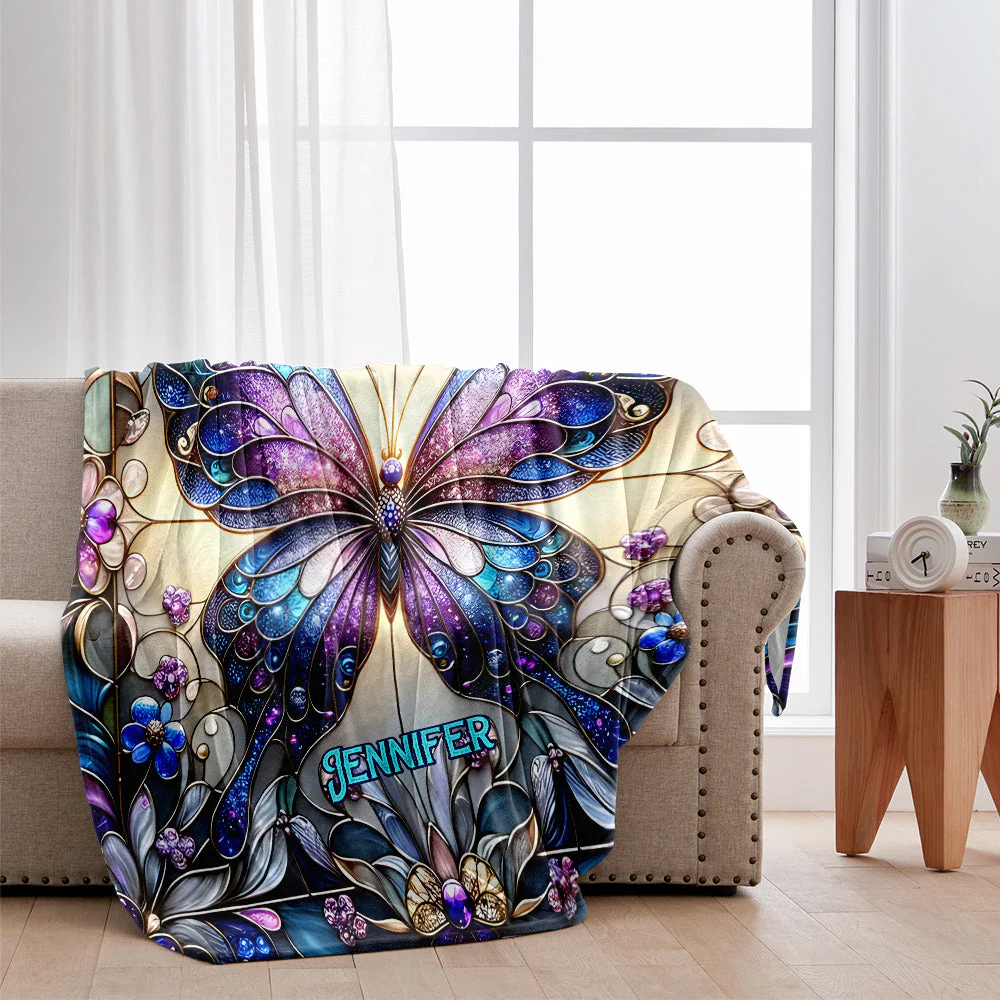 Beautiful Butterfly - Personalized Butterfly Blanket - Image 3