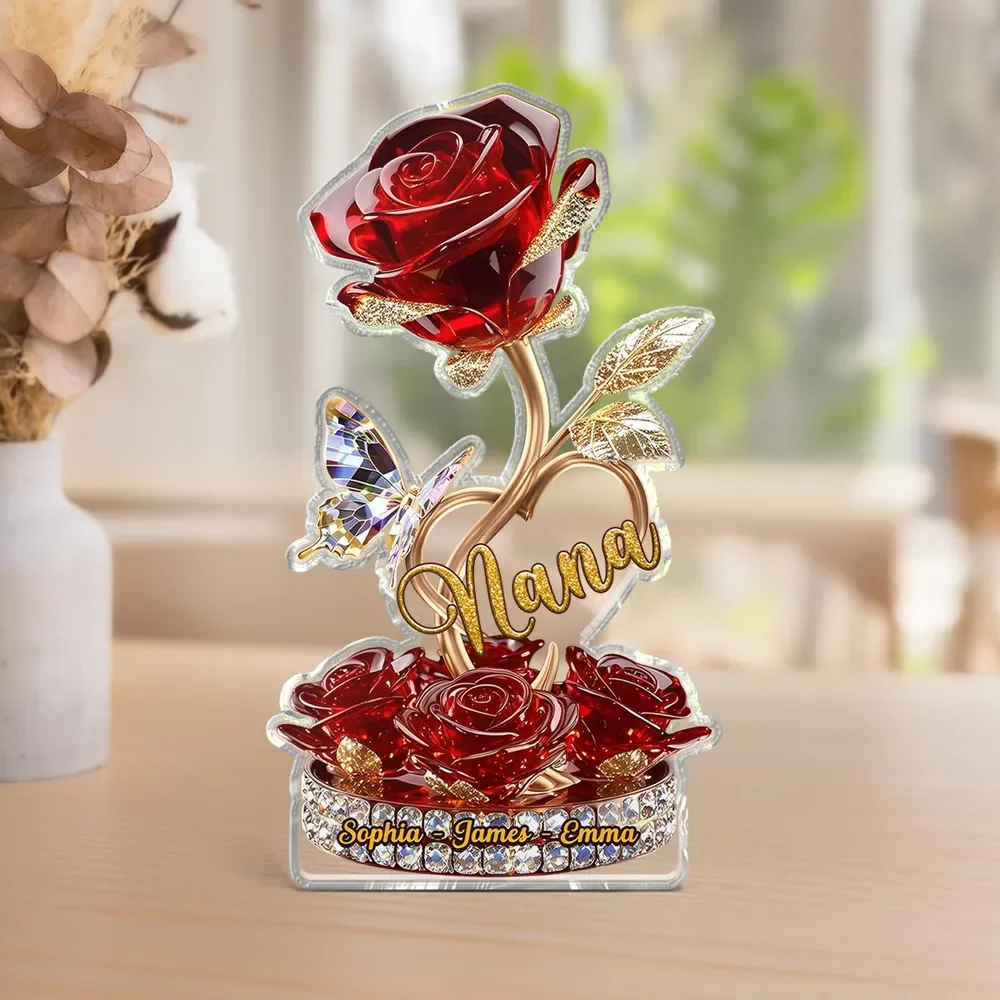 Beautiful Rose For Grandma Mom Personalized Acrylic Plaque - Image 2