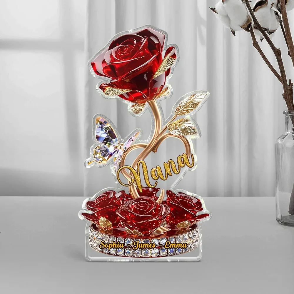 Beautiful Rose For Grandma Mom Personalized Acrylic Plaque - Image 3
