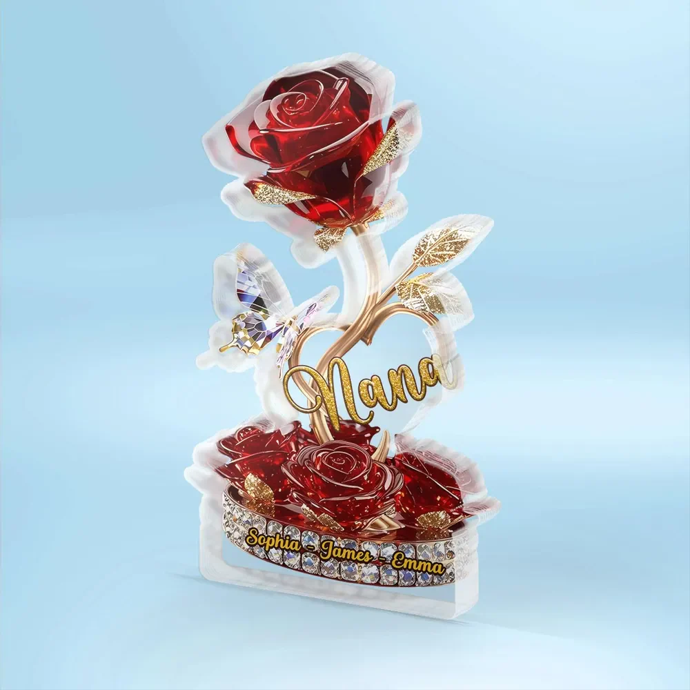 Beautiful Rose For Grandma Mom Personalized Acrylic Plaque - Image 5