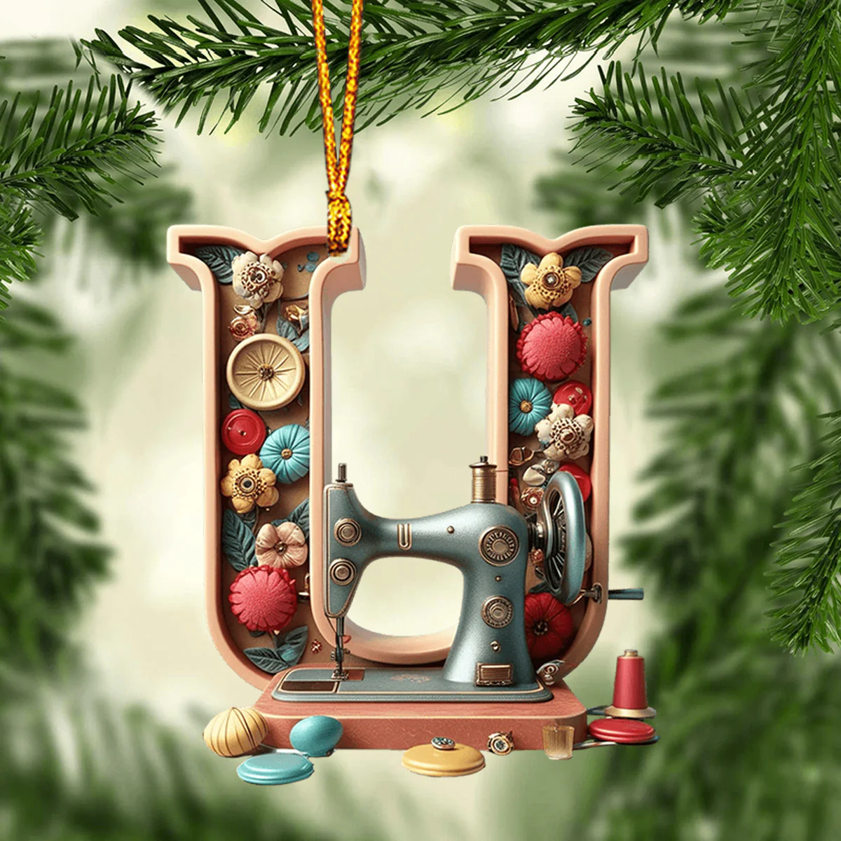 Beautiful Sewing Letter Shaped Ornament - Image 3