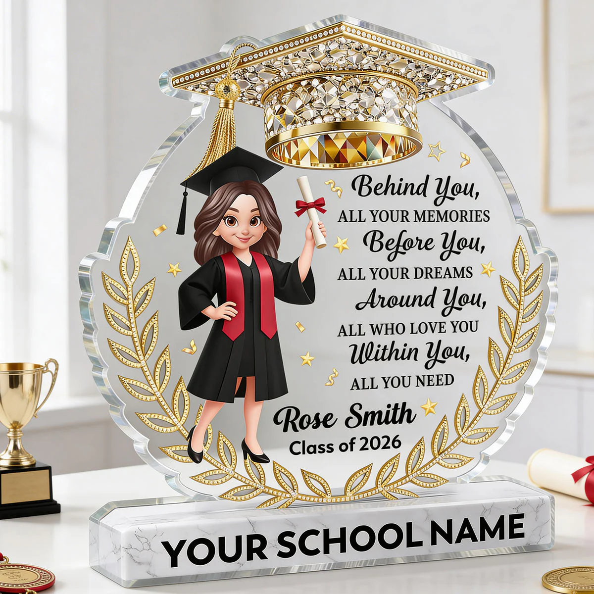 Before You All Your Dreams Graduation - Personalized Acrylic Block Plaque - Image 2