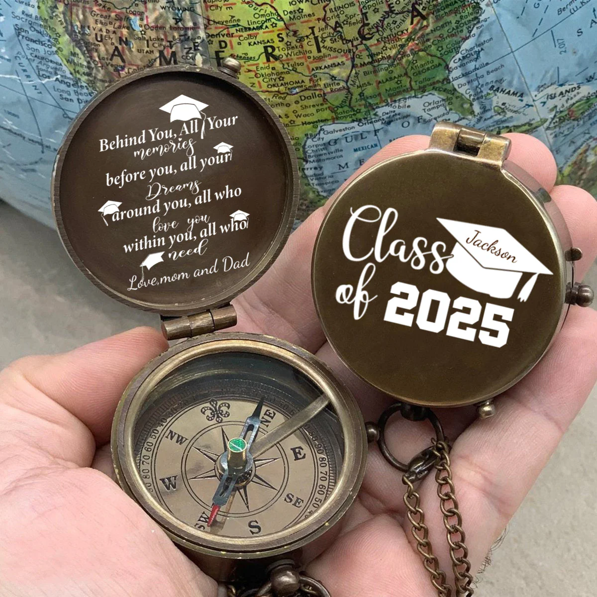 Behind You All Your Memories, Before You All Your Dreams Personalized Compass, Graduation Gift - Image 5